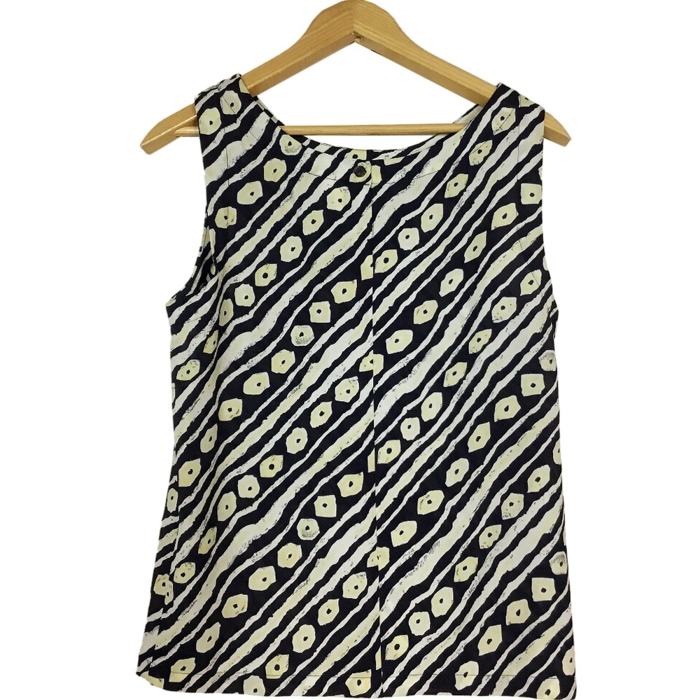 Vintage German Dark Blue Pale Yellow Tank Top Sz 8 - Picture 4 of 8